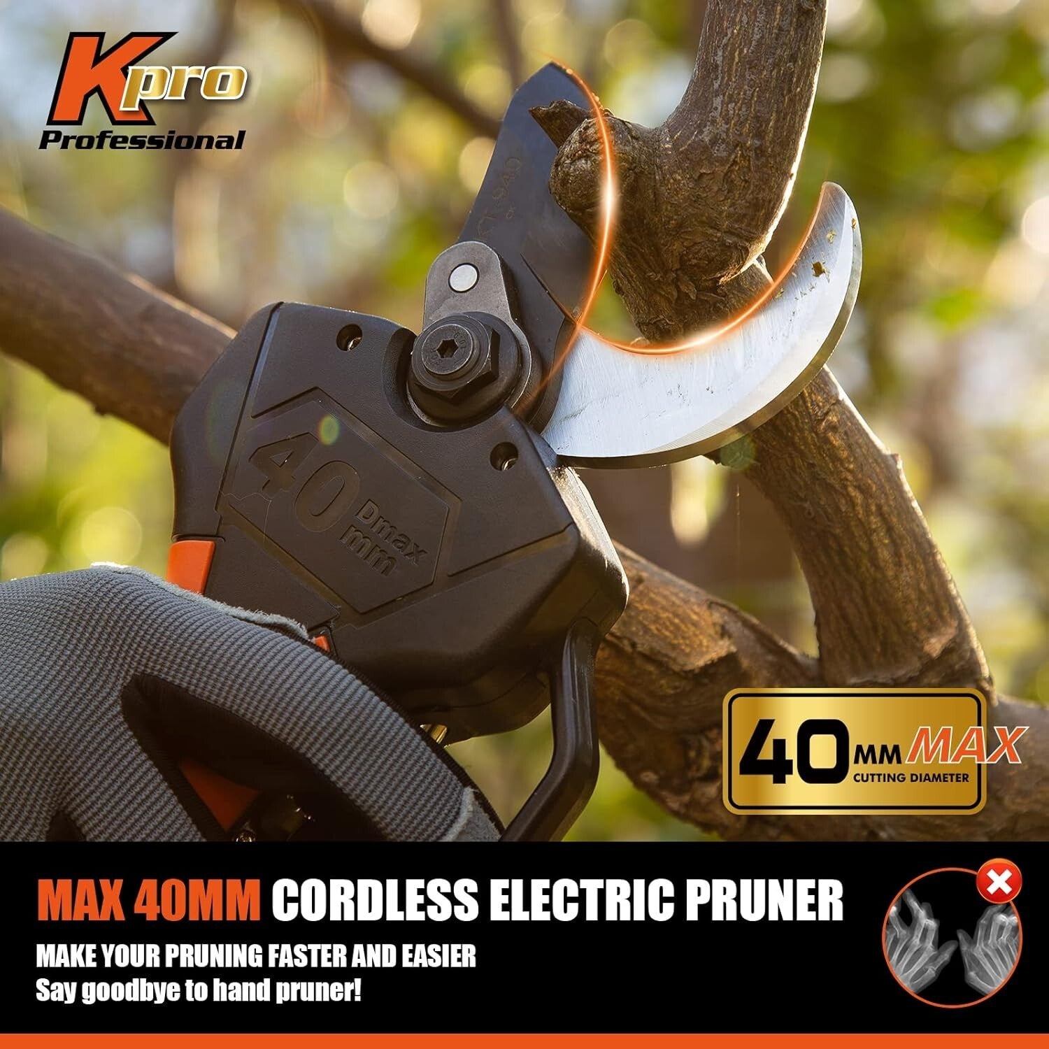 Professional 40MM Cordless Electric Pruning Shears - 18V Brushless Motor & Case