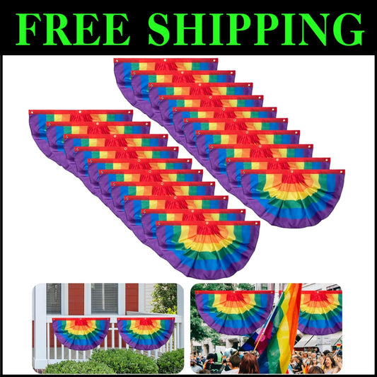 Vibrant 20pcs Rainbow Polyester Flag Bunting - Perfect for Outdoor Pride Events