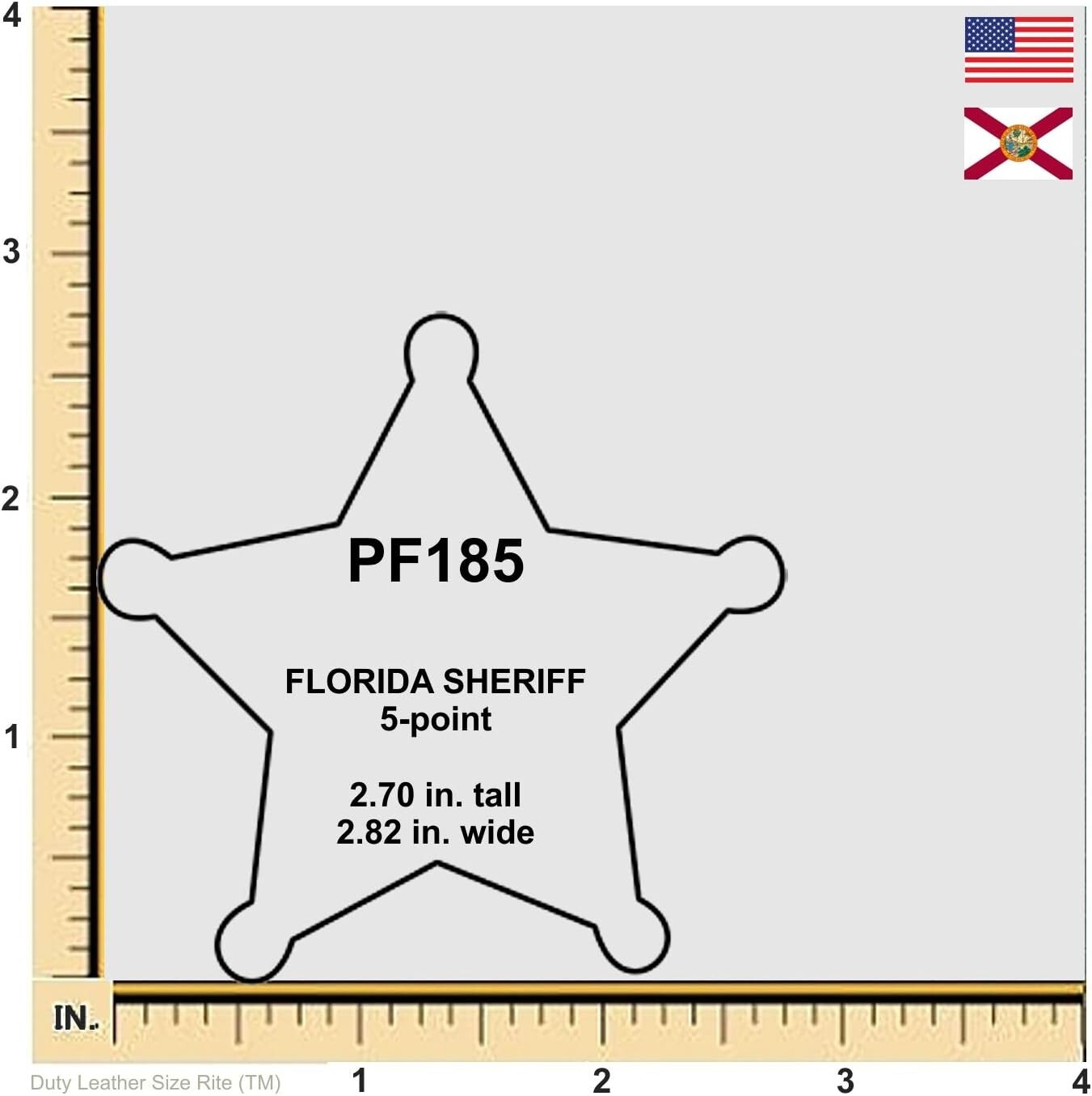 Compact Black Bifold Wallet for Florida Sheriff 5-Point Badge - 2.7" Cutout