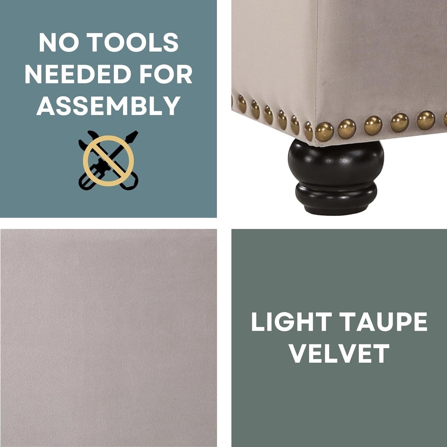 Chic 24" Velvet Ottoman with Hinged Lid - Perfect Footrest and Storage Solution