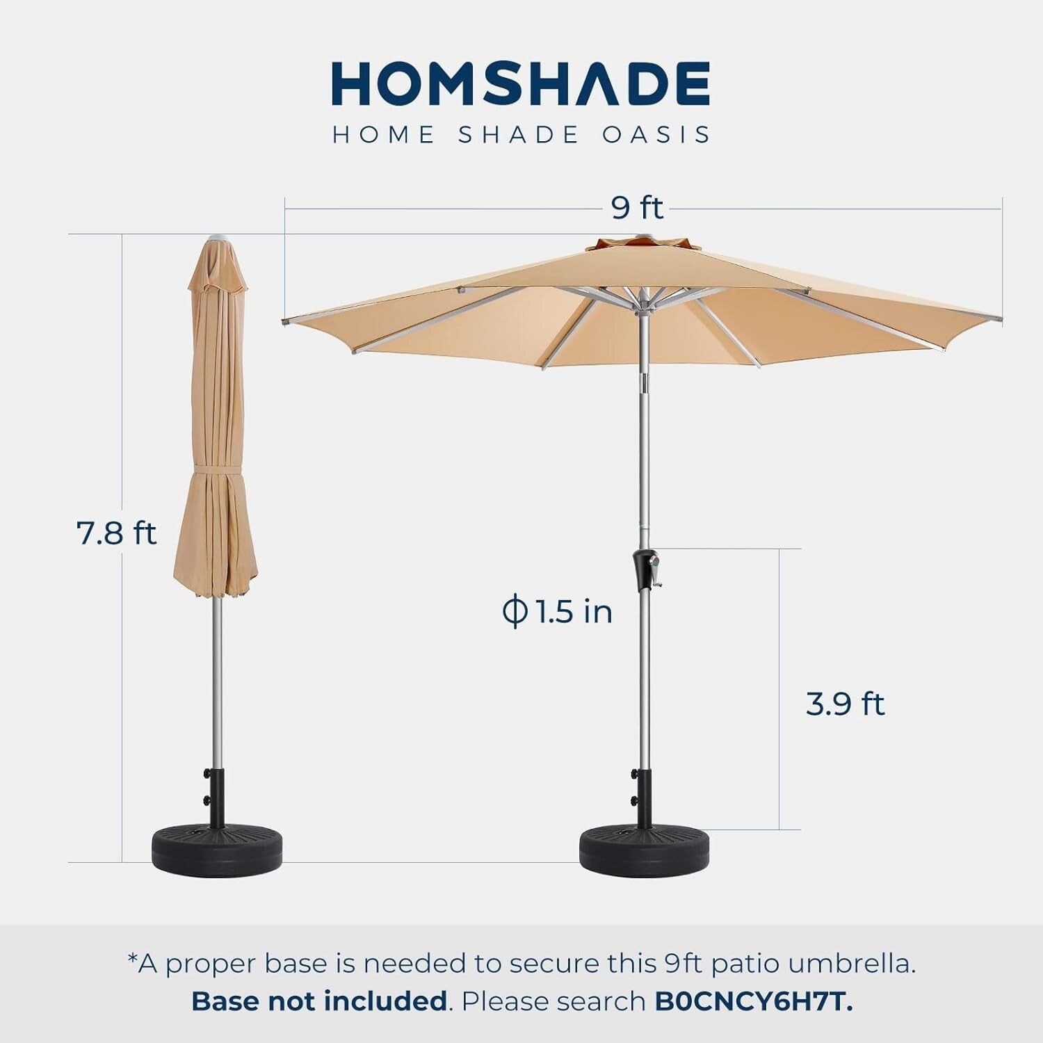 Elegant 9FT Outdoor Umbrella with UV Protection and Easy Crank Mechanism