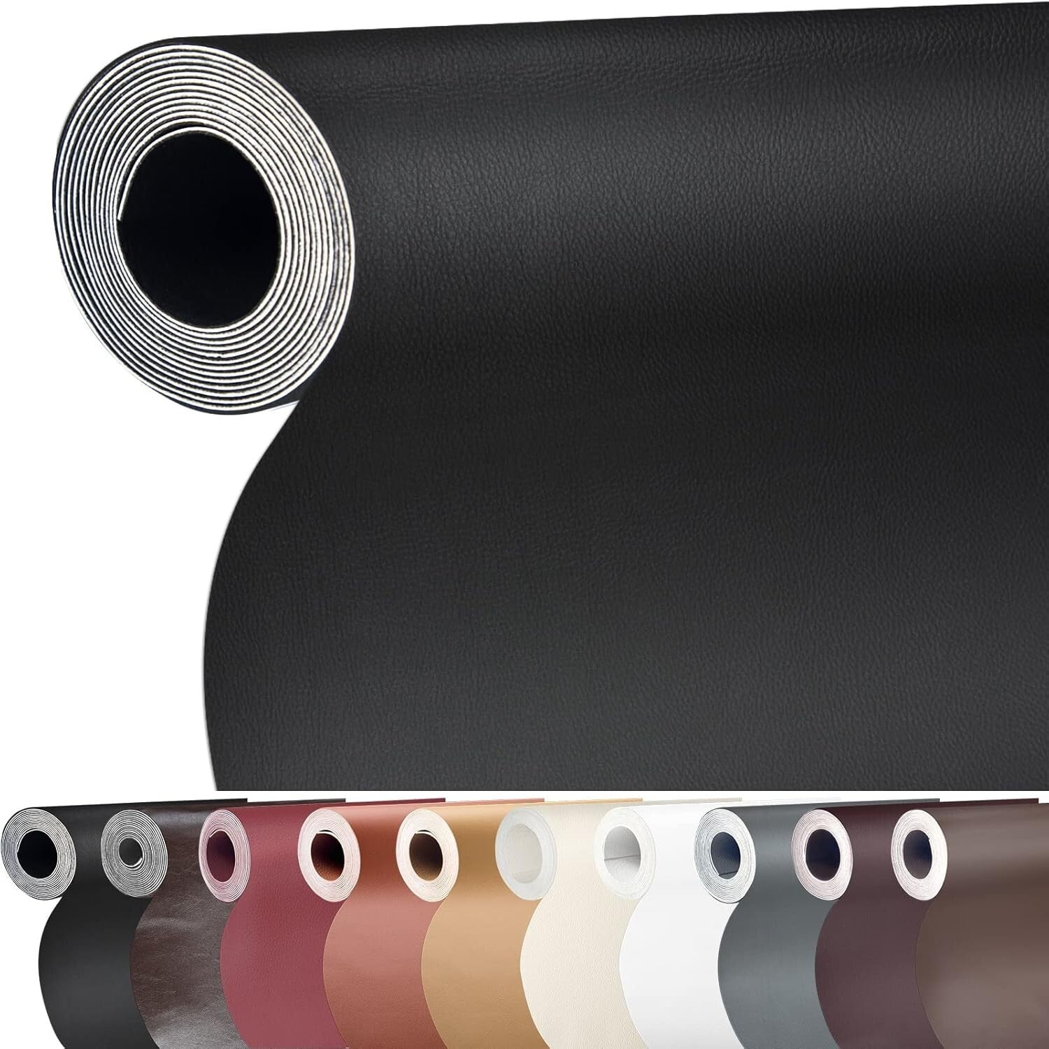 Durable Self-Adhesive Leather Repair Patch for Furniture - 36x79 inch Black Tape