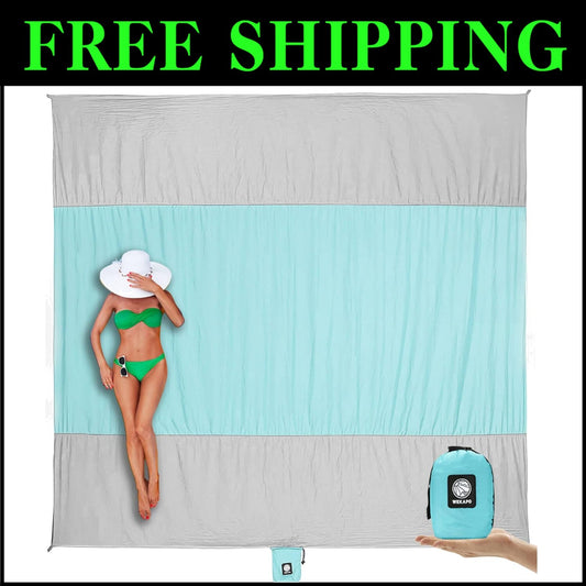9x7 FT Sand-Free Beach Blanket - Waterproof, Lightweight, Perfect for Summer