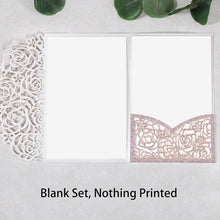 Load image into Gallery viewer, Elegant 4.7x7 Inch Rose Gold Glitter Quinceanera Invitation Kit - 50 Count
