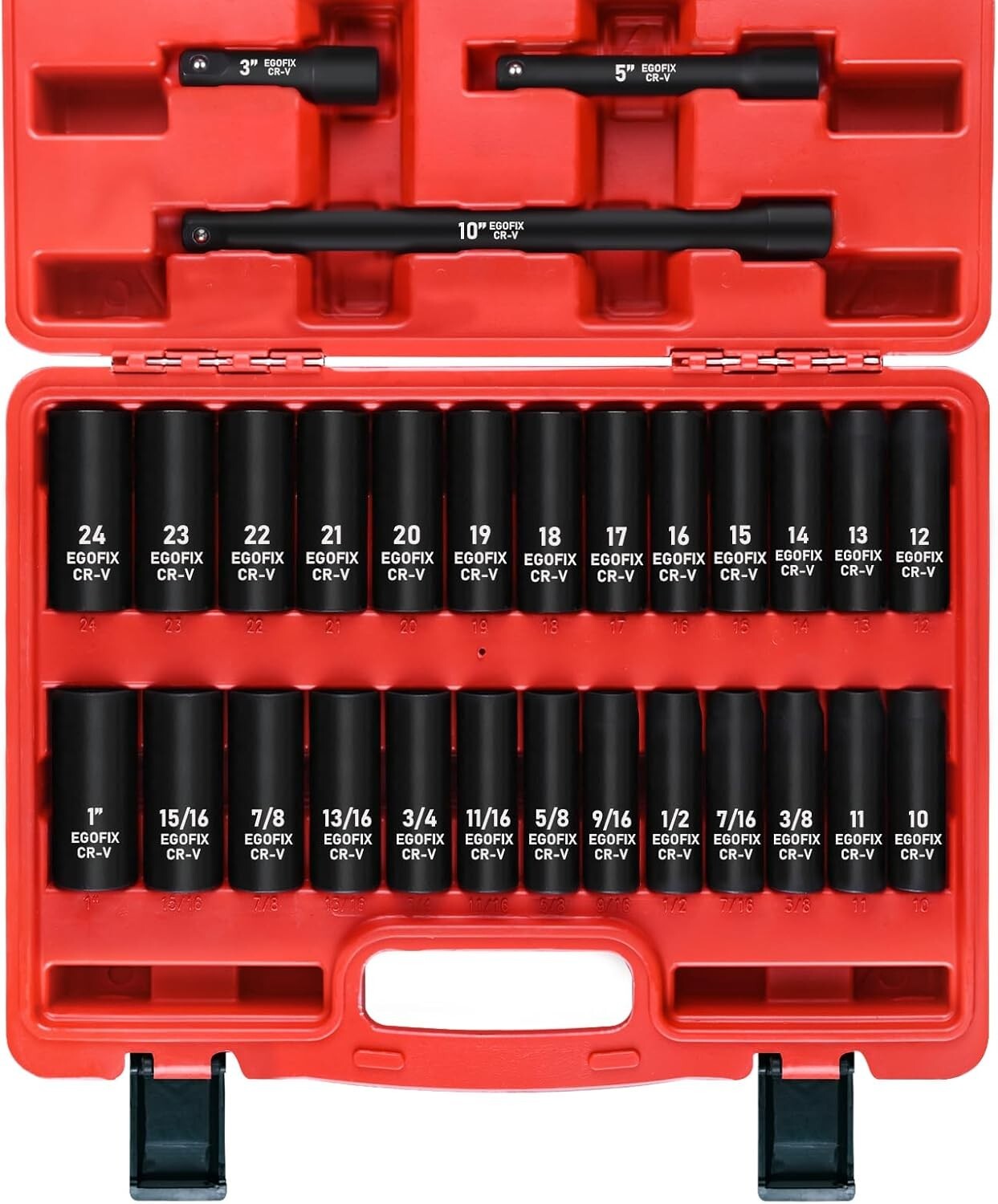 29-Piece Chrome Vanadium 1/2" Socket Set with Extensions for Home & Garage