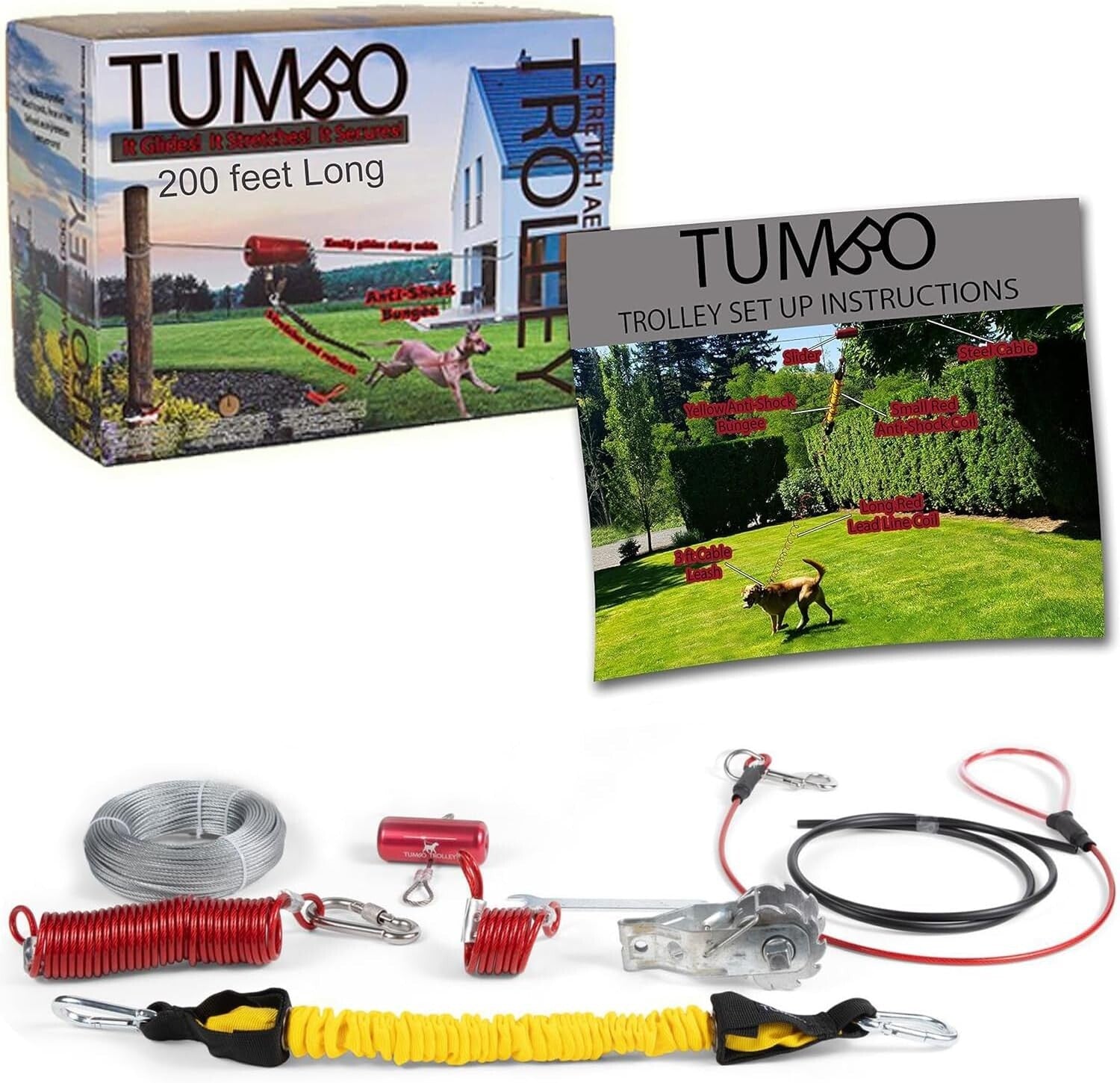 Durable 150ft Aerial Dog Trolley System - Ideal for Small and Large Breeds