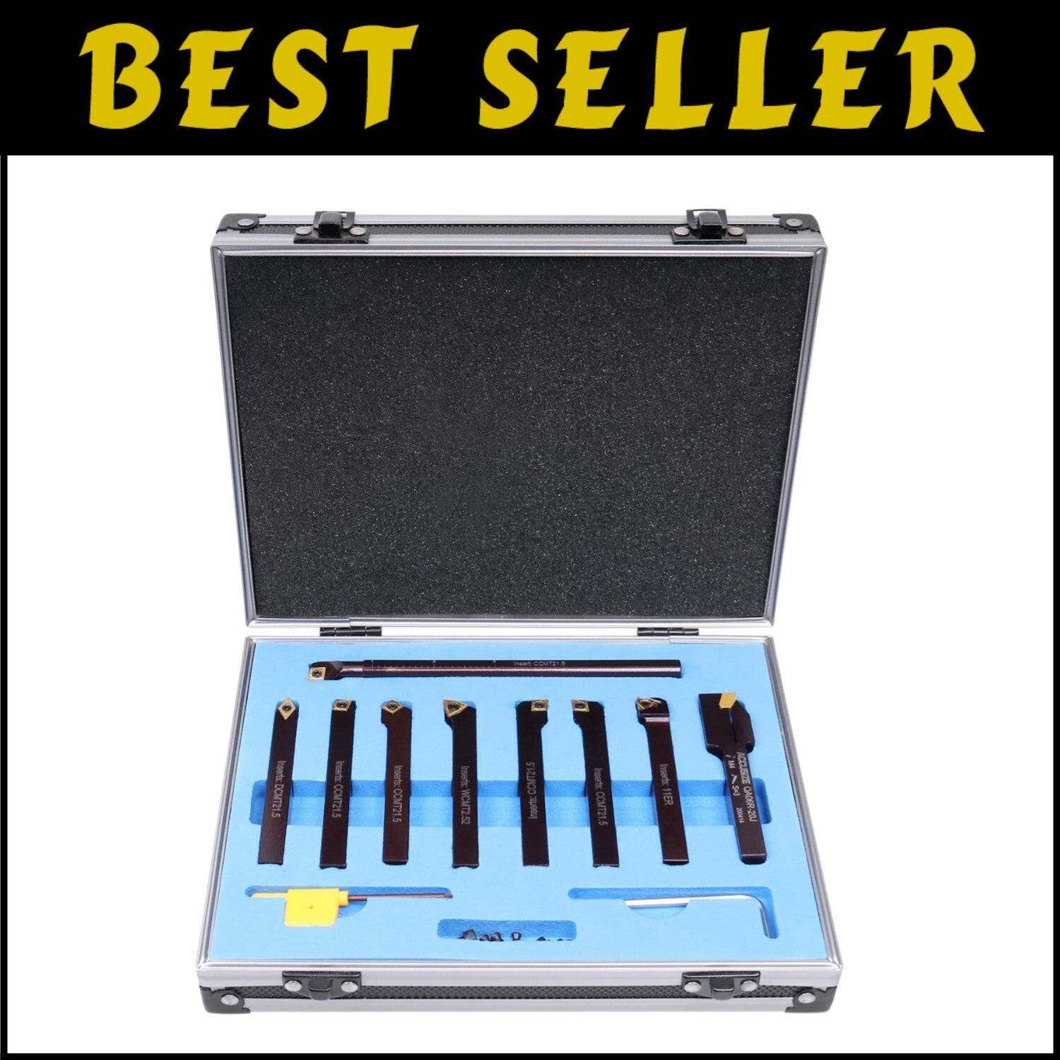 9-Piece Indexable Carbide Turning Tool Set with Boring Bar - Precision Machining