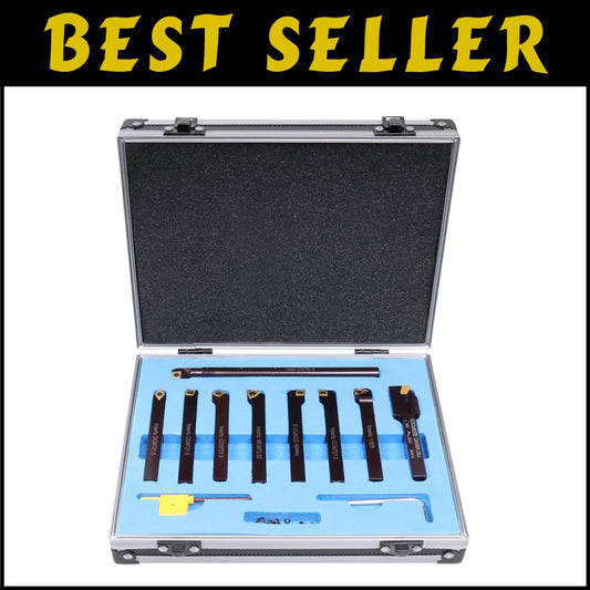 9-Piece Indexable Carbide Turning Tool Set with Boring Bar - Precision Machining