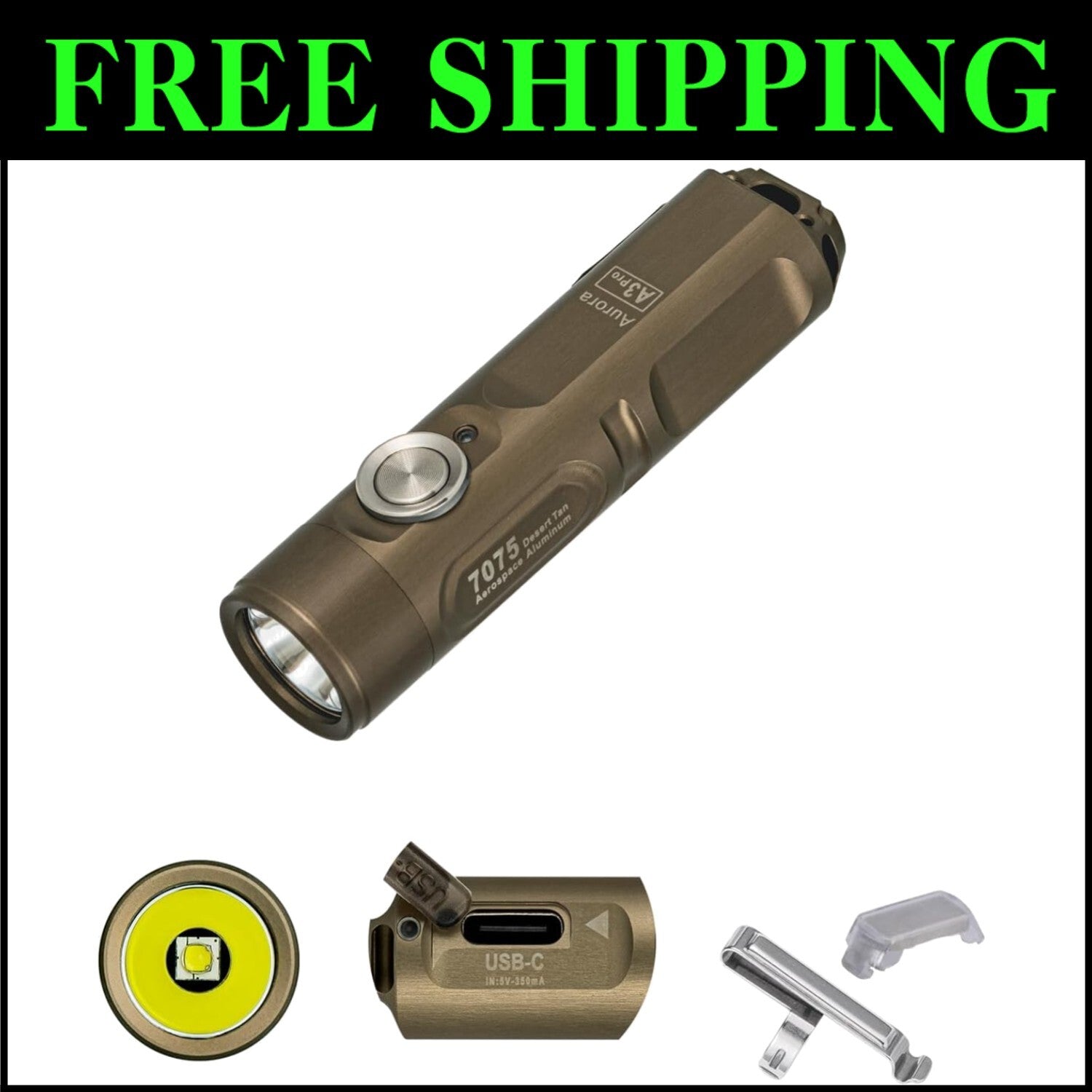 Scratch Resistant Aurora A3 Pro G4 Keychain Flashlight - 650 Lumens Runtime 8H
