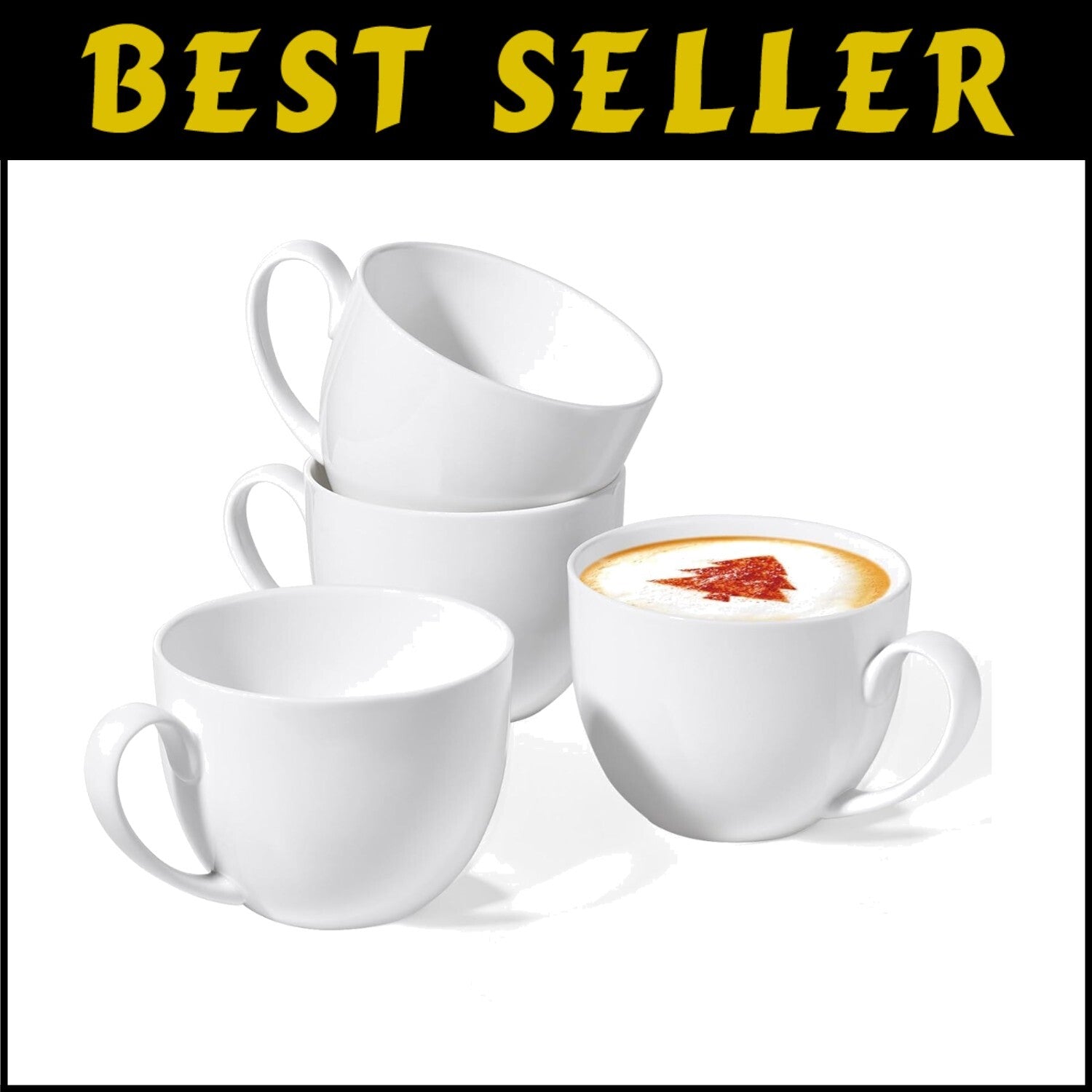 Versatile 4-Piece Bone China Cereal Mug Set - Ideal for Coffee & Snacks