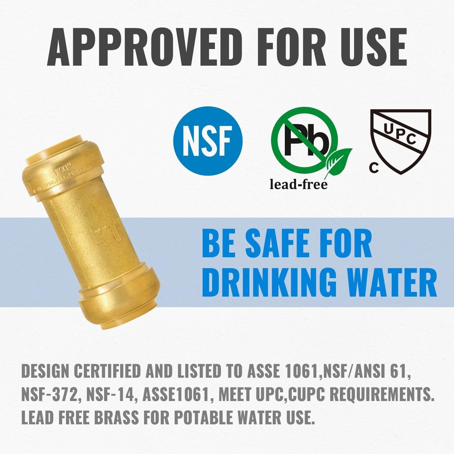 Pack of 2: 1 Inch Brass Check Valve with Push-to-Connect Fitting for Plumbing