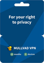 Load image into Gallery viewer, Protect Your Privacy: 12 Months VPN Service for 5 Devices, Easy Setup Included