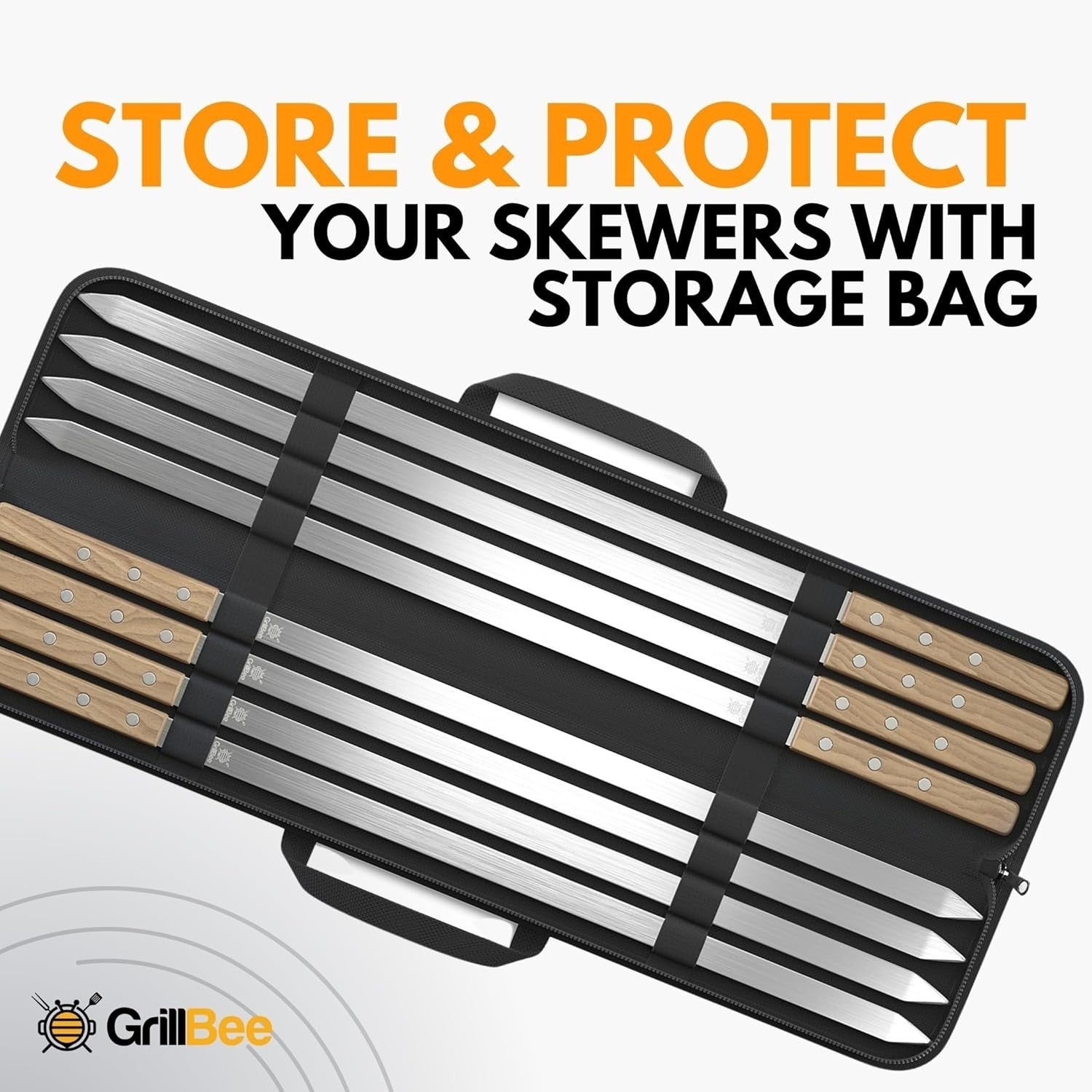 Extra Large 23" Reusable Stainless Steel Skewers for No Spin Grilling – Set of 8