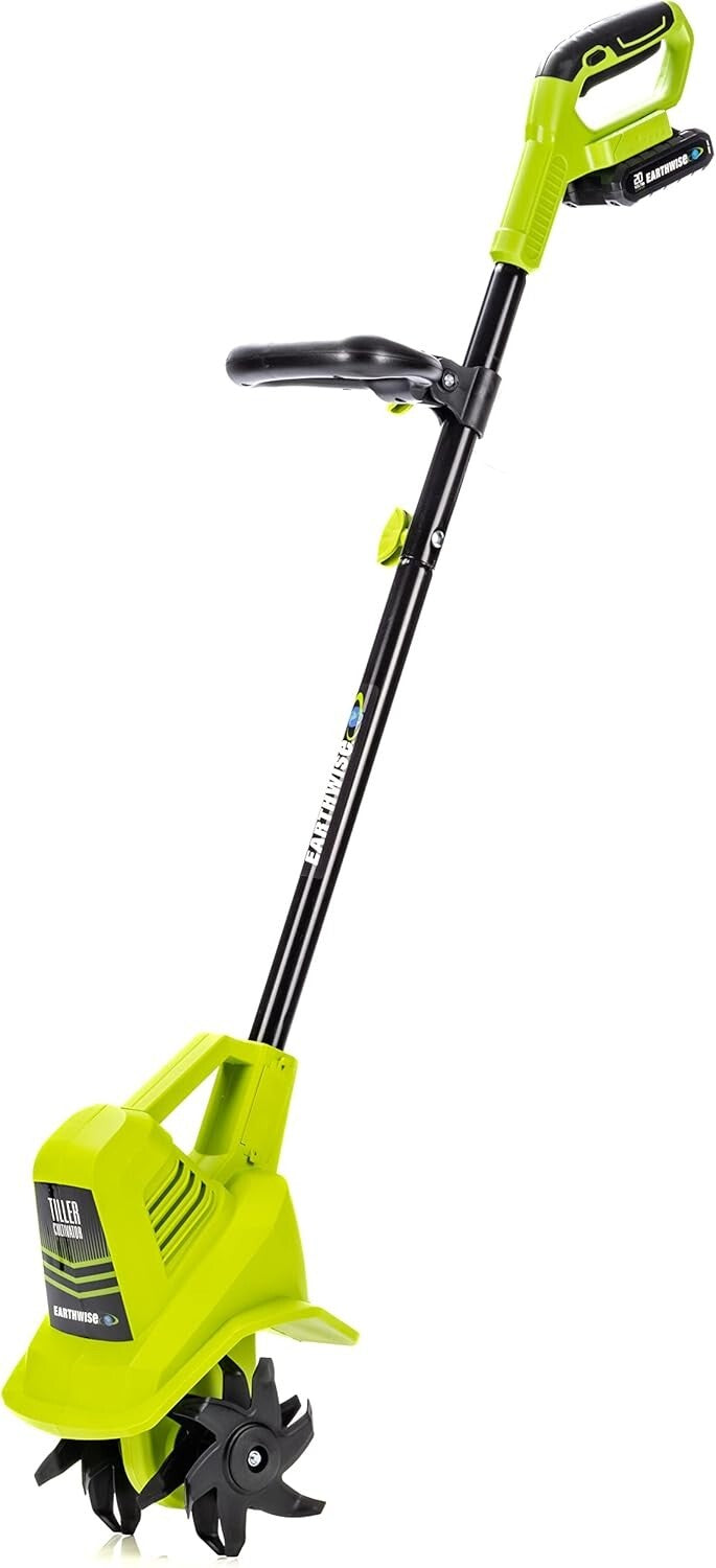 20V Cordless Electric Garden Tiller with 7.5" Cutting Width & Charger - Green