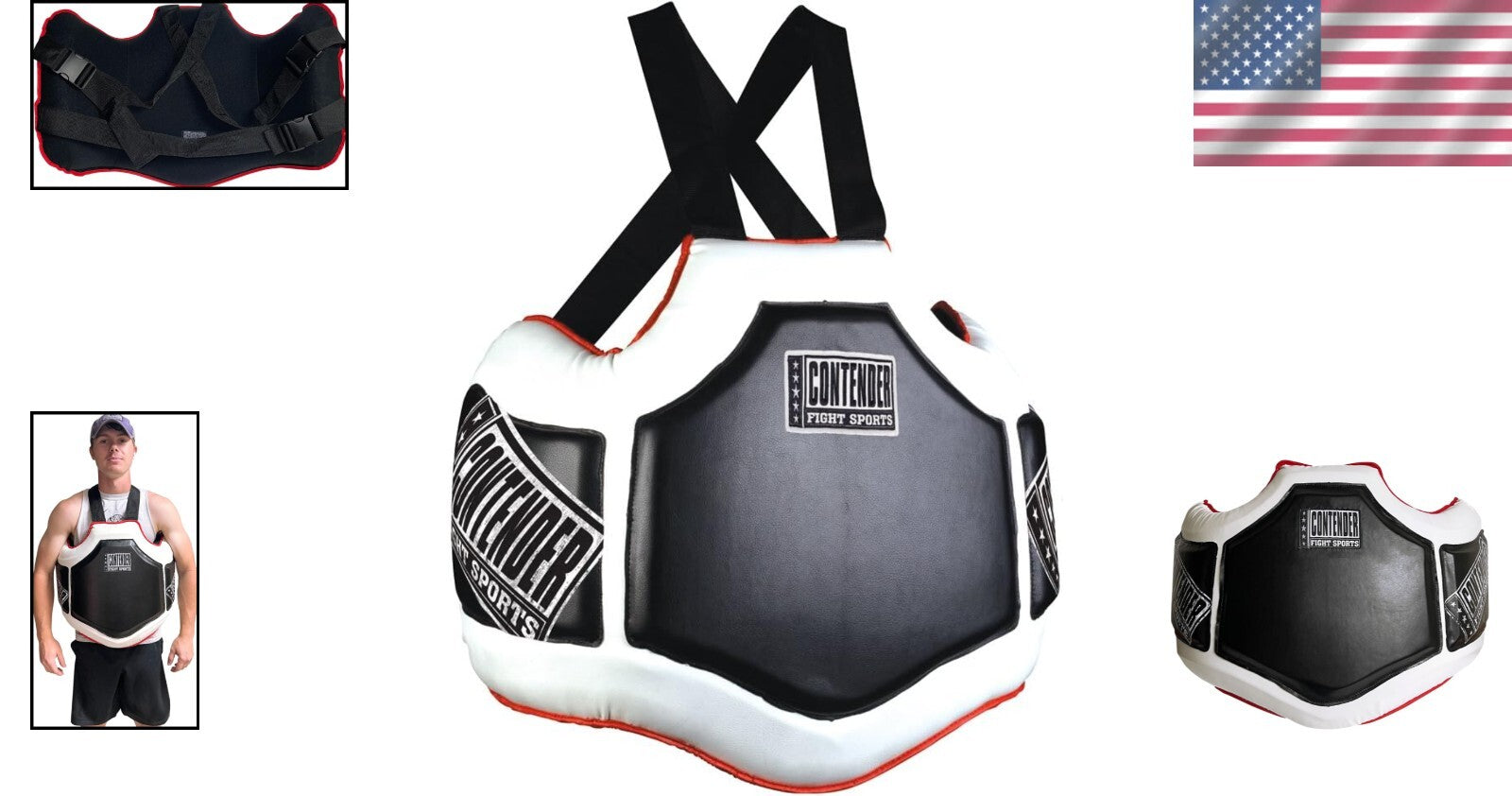 Durable Adjustable Boxing Body Protector – Black/White for Trainers and Athletes