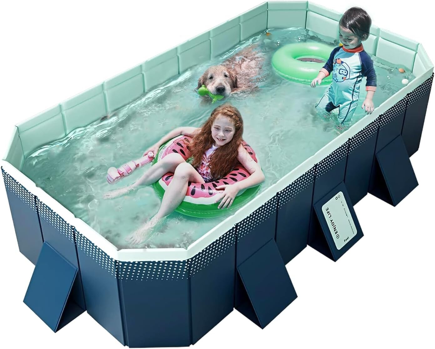 All-In-One Rectangular Family Pool with Cover and Maintenance Kit - 113" x 66"
