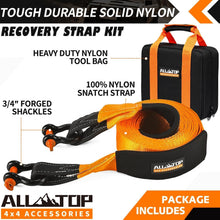 Load image into Gallery viewer, Weather-Resistant 4" x 30' Tow Strap Kit with 22% Elongation for Safe Recovery