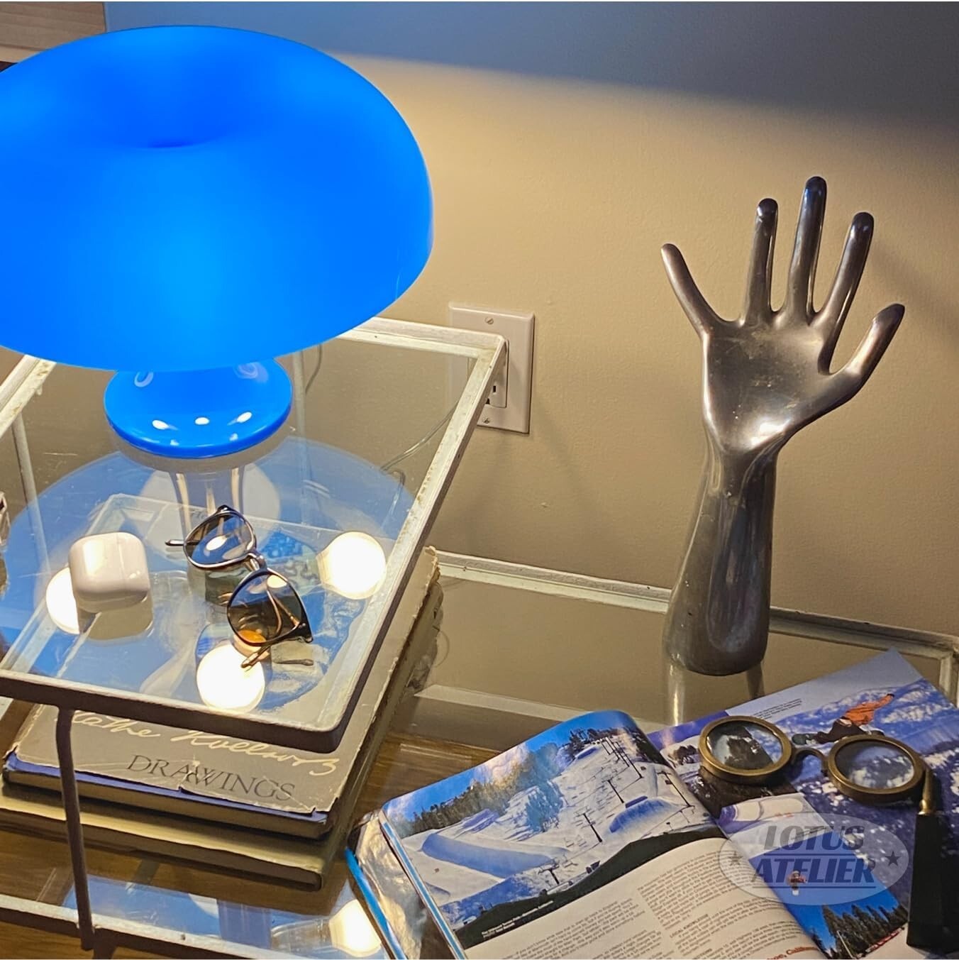 Blue Mushroom Lamp - Perfect for Aesthetic Bedrooms & Retro Living Rooms