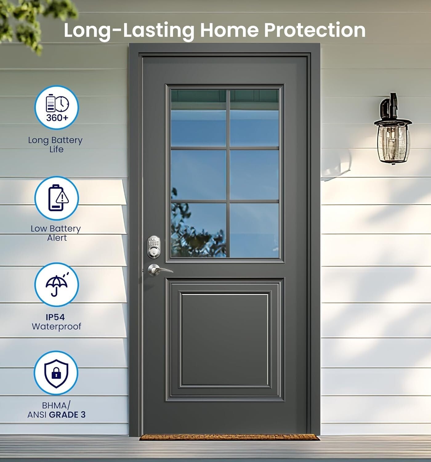 Keyless Entry Door Lock with Lever Handles – Satin Nickel Electronic Deadbolt