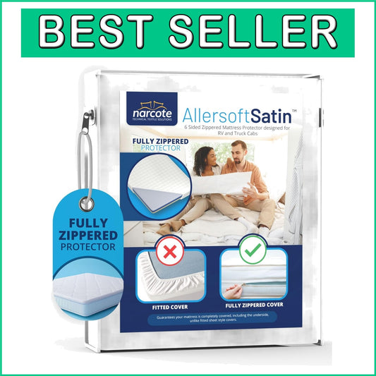 Flexible Fit Waterproof RV Mattress Cover with Allergy Protection - Queen Size