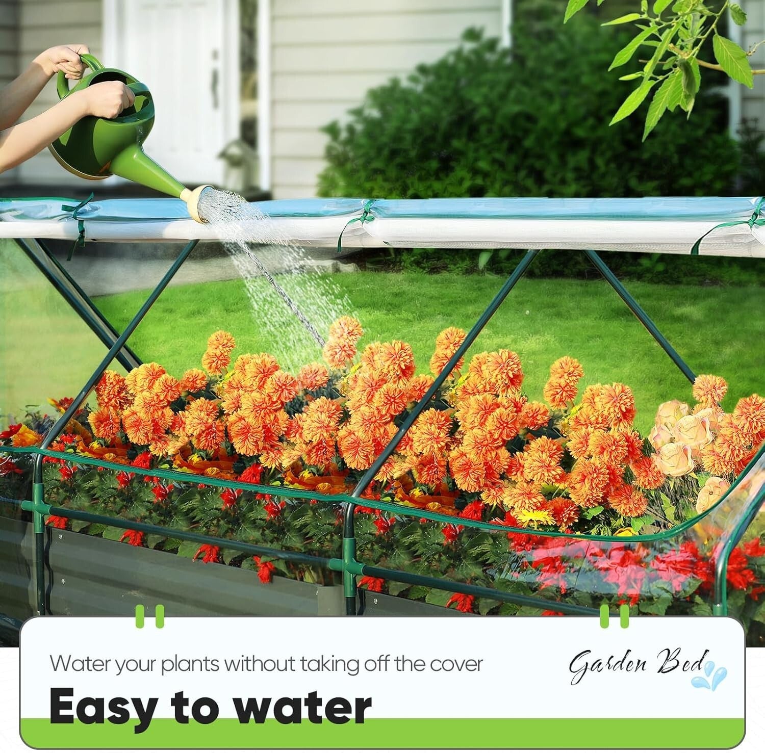 Durable 8x4 ft Galvanized Raised Garden Bed with Protective Cover and Screens