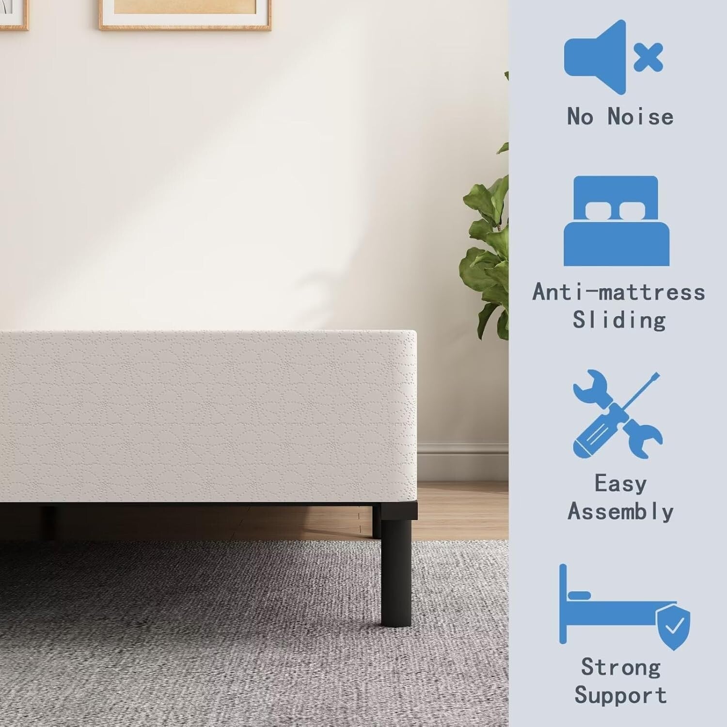 3000lbs Capacity Heavy Duty Metal Queen Box Spring - Non-Squeak & Easy to Clean