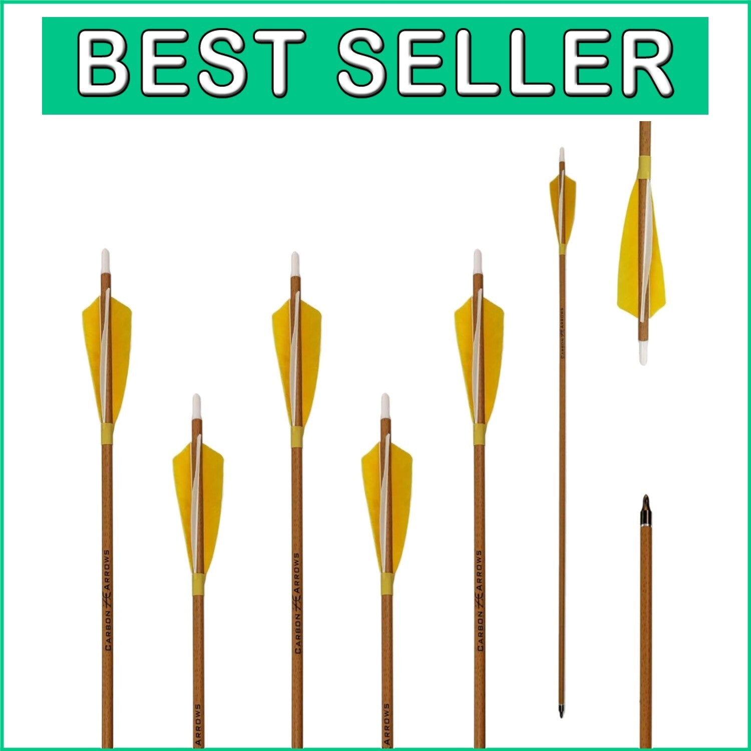 6-Pack 28-Inch Carbon Arrows with Natural Fletching for Compound & Recurve Bows