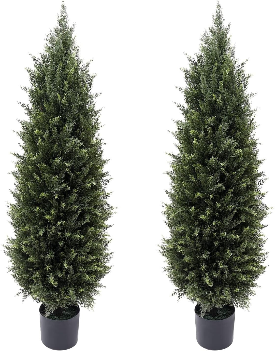 Set of 2 Sunlight Resistant Artificial Cedar Shrubs for Home & Garden Decor