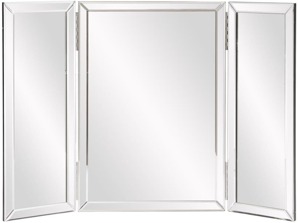 Tri-Fold Portable Vanity Mirror with Beveled Edges - Elegant Tabletop Design