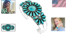 Load image into Gallery viewer, Handmade Adjustable 925 Sterling Silver Turquoise Cluster Bracelet for Women