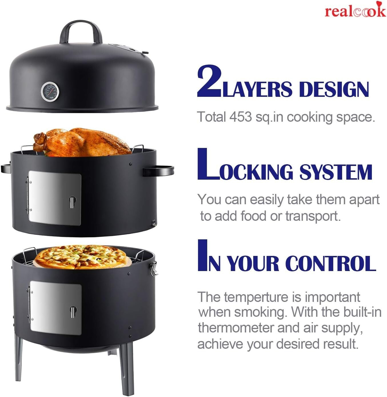 Dual Access 17 Inch Heavy-Duty Charcoal Smoker - Perfect for Every Grill Master