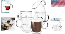 Load image into Gallery viewer, Modern Durable Double Wall Glass Coffee Mugs, 12 oz, Ideal for Hot &amp; Cold Drinks