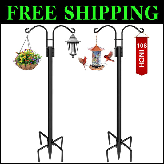 Adjustable Dual Arm Garden Poles - Perfect for Hanging Plants, Lanterns & Decor