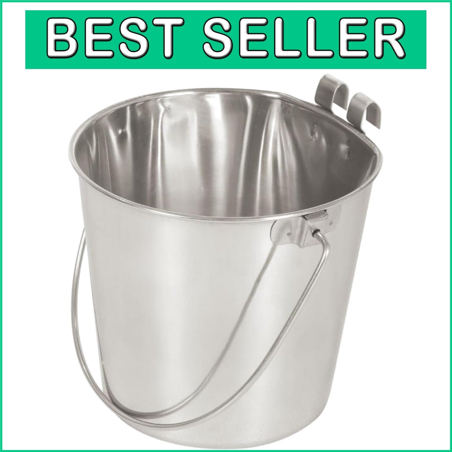 Flat-Sided 9 Quart Stainless Steel Bucket for Clean & Organized Pet Spaces