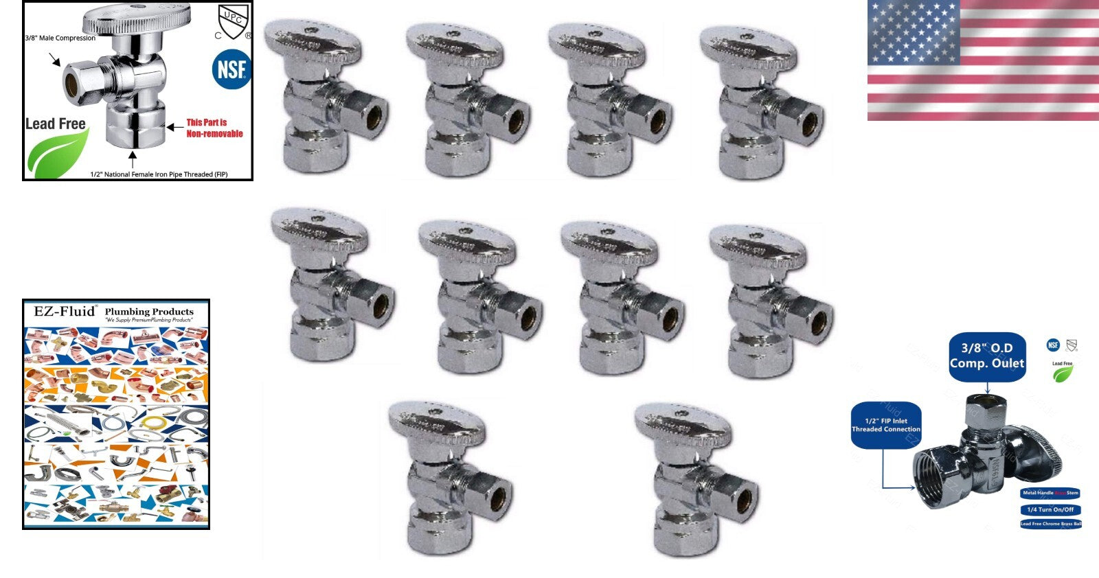 Compact Brass Ball Valve & Angle Stop Valve Set - Ideal for Sink & Toilet