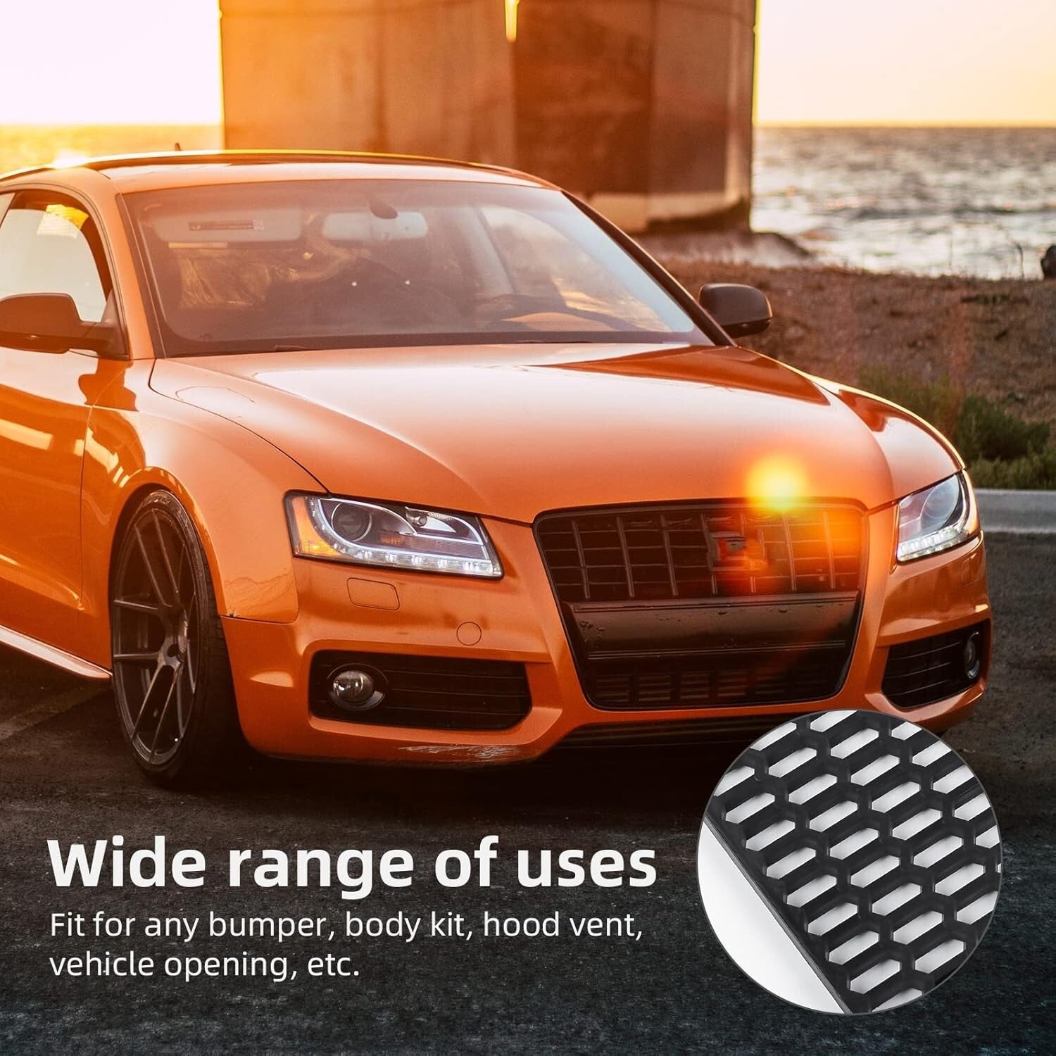 Durable 47" x 16" ABS Plastic Car Grill Mesh - Easy Install Honeycomb Design