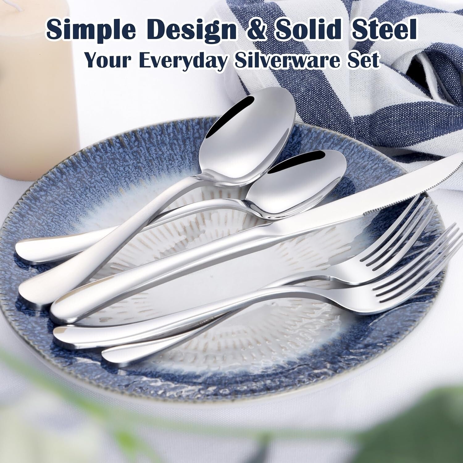 Elegant 60-Piece Cutlery Set - Heavyweight Stainless Steel for Dining Excellence