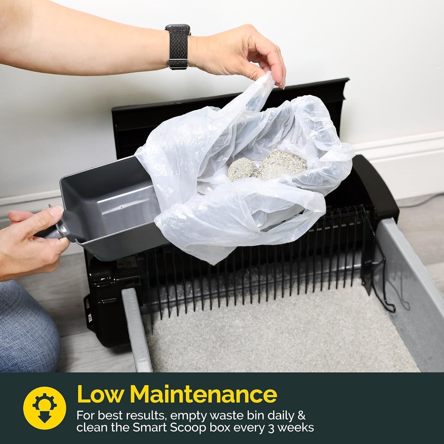 Effortless Self-Cleaning Cat Litter Box - Quiet, Compact & for 2 Cats (6-16 lbs)