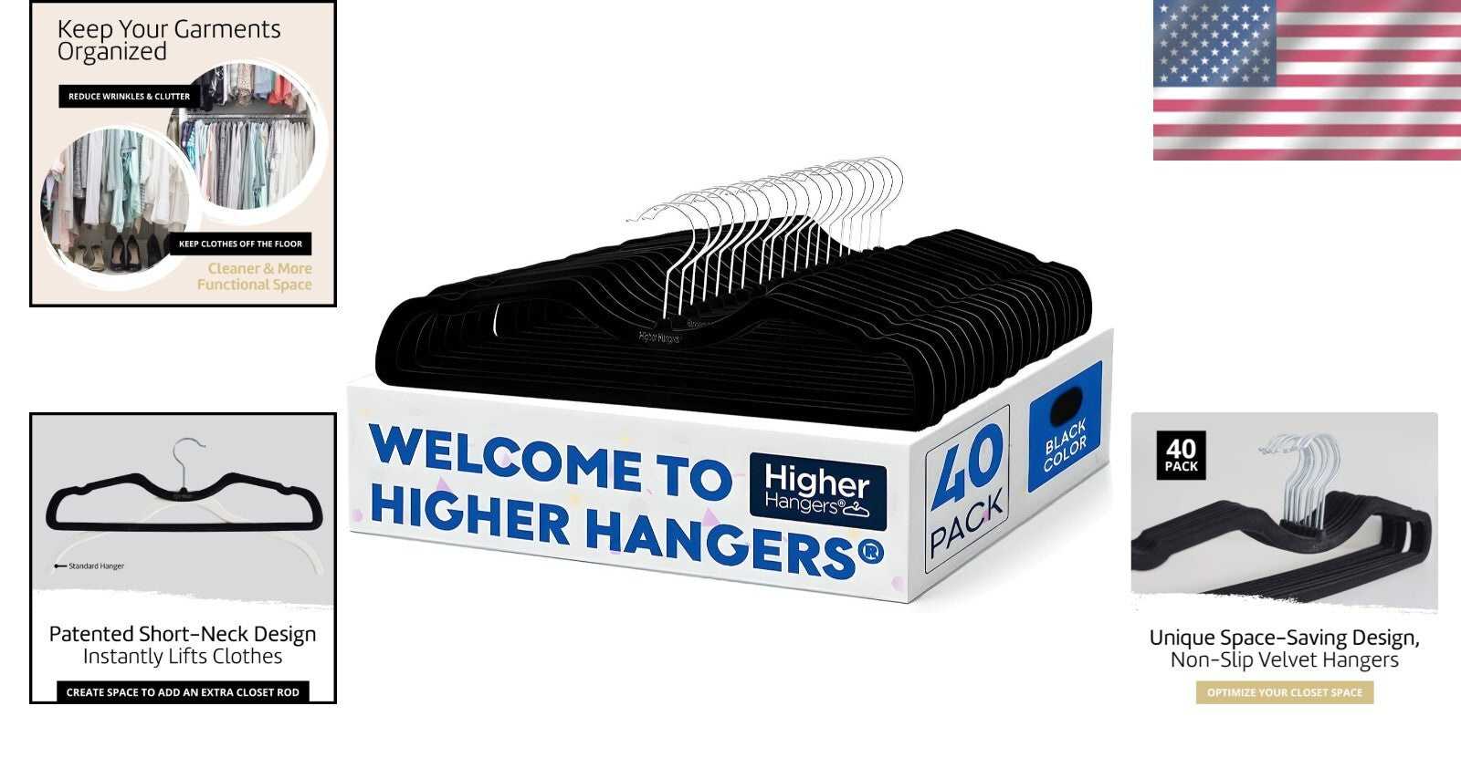 Elegant Black Velvet Hangers - Slim Design for Maximizing Closet Space, 40-Pack