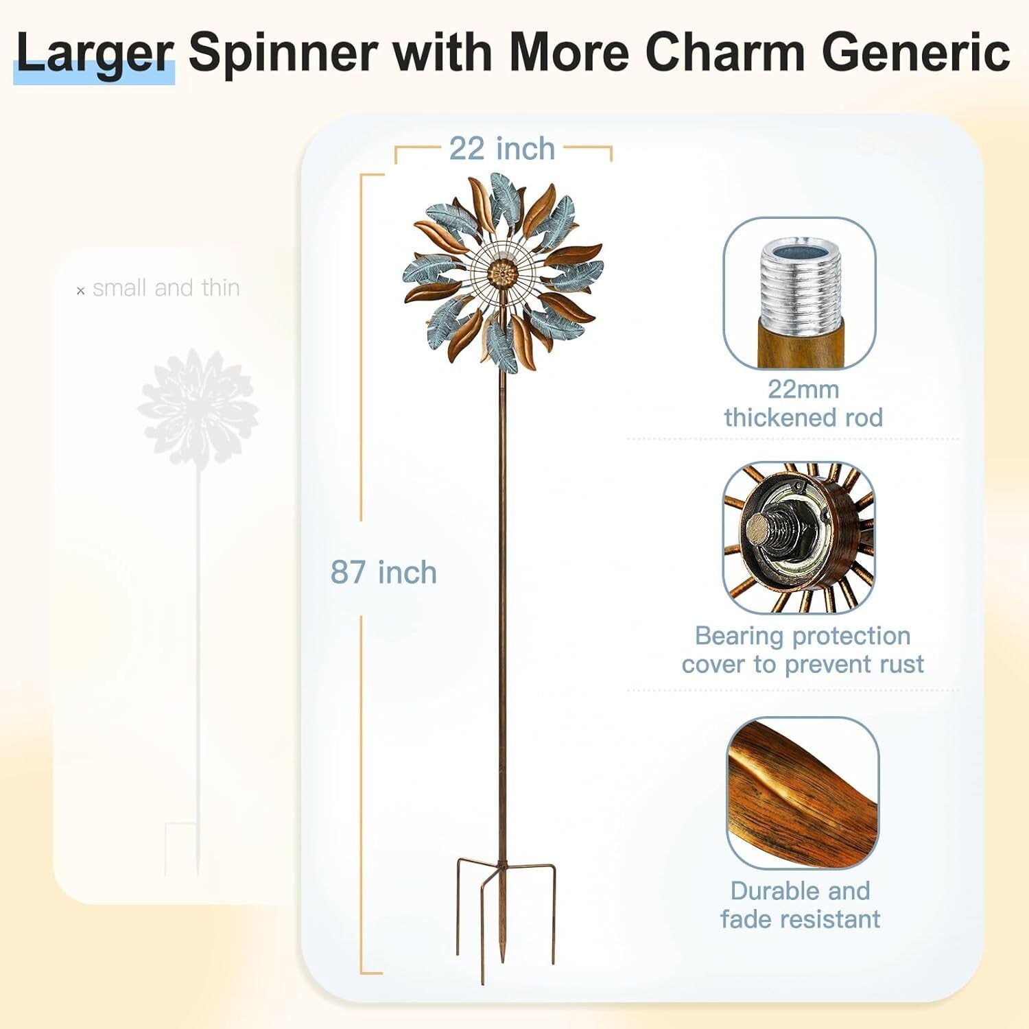 Kinetic Garden Windmill 87'' Extra Large - Adjustable Height & Easy Assembly