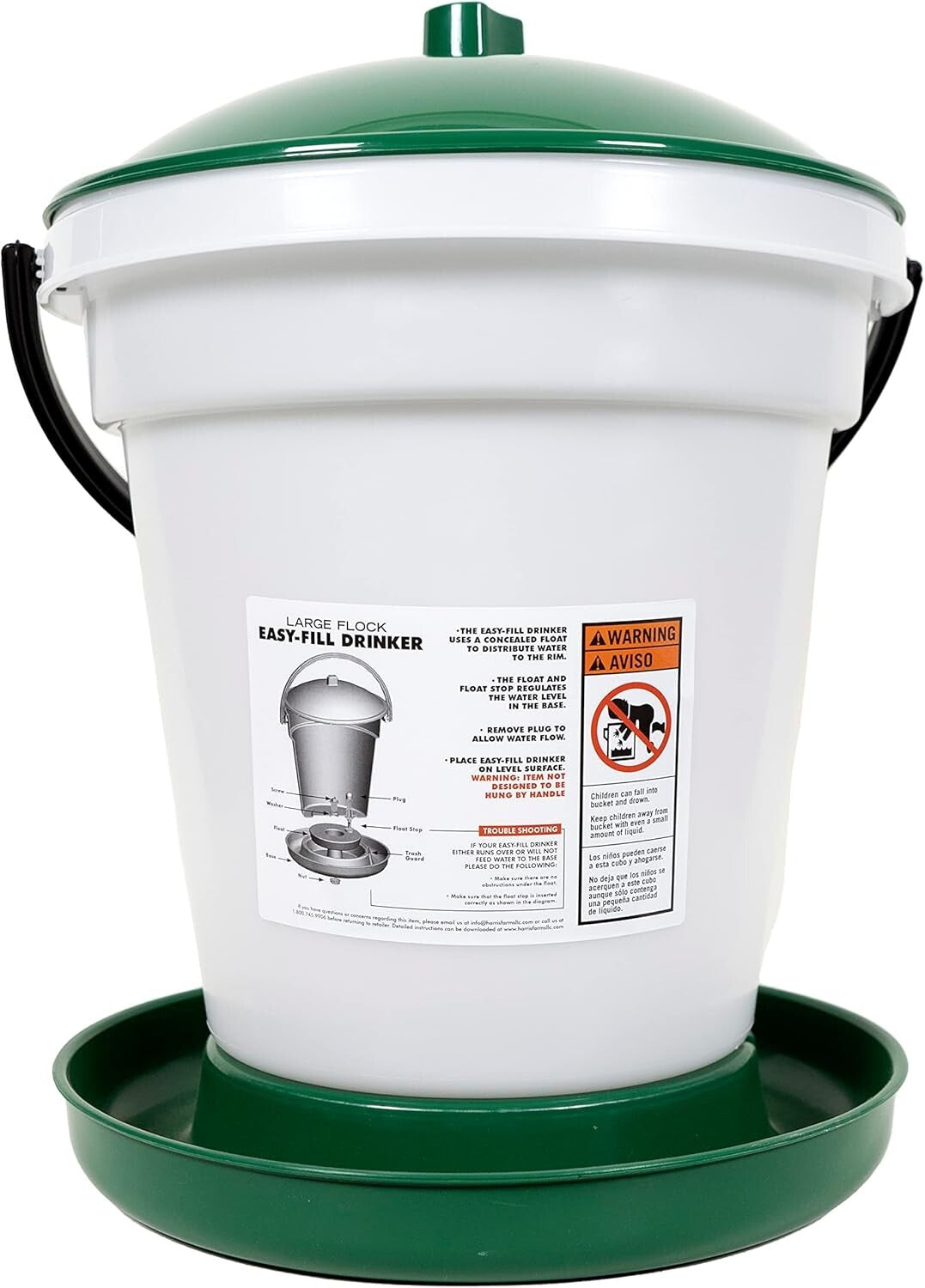 Easy-Fill Poultry Drinker - 6.25 Gallon BPA-Free with Convenient Carrying Handle