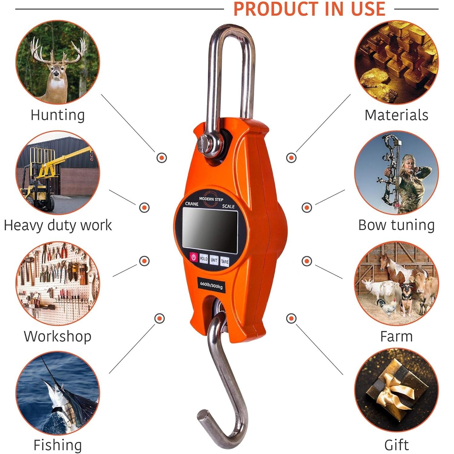 Reliable 660LB Digital Hanging Scale - Perfect for Farm, Luggage & Outdoor Use