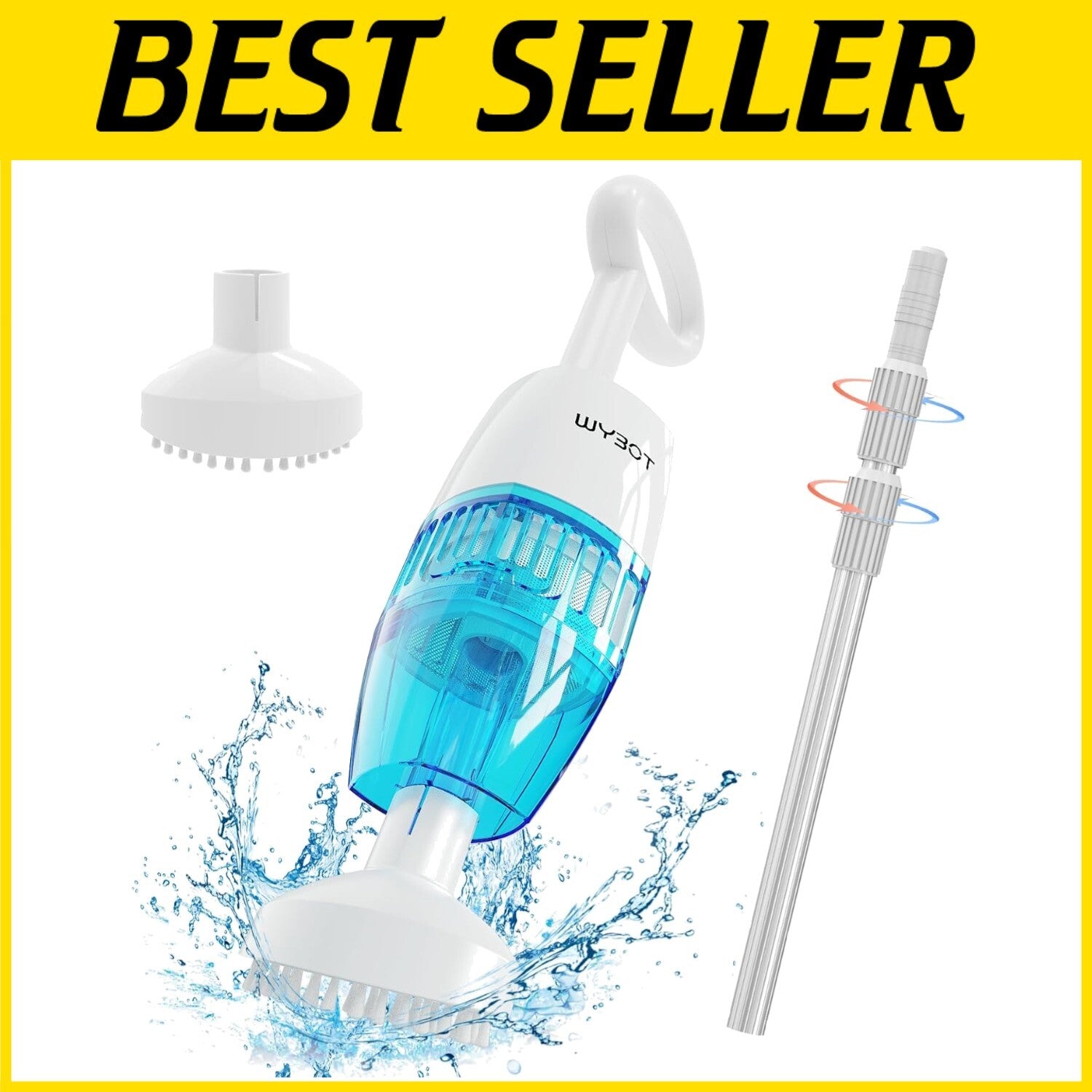 2024 Handheld Cordless Pool Vacuum with Dual Brush Heads for Effortless Cleaning