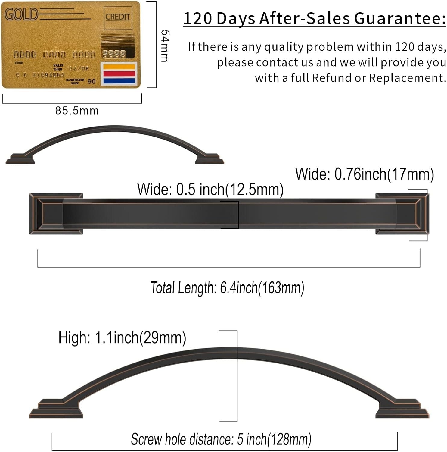 Durable Oil Rubbed Bronze Drawer Pulls - 10 Pack, 5 Inch Ambidextrous Design