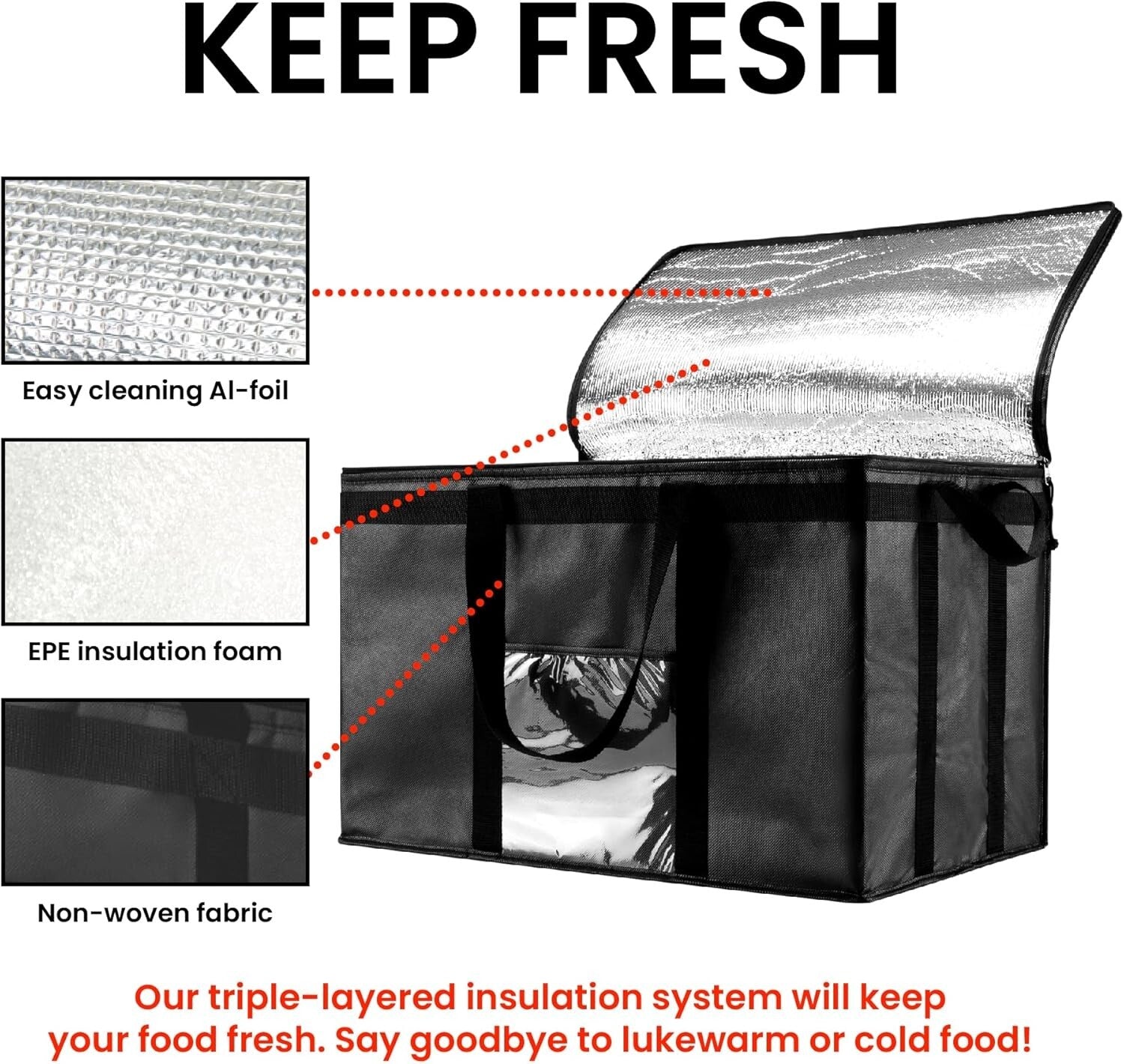 Durable Insulated Cooler Bag - Large 3XL Food Warmer for Outdoor Adventures