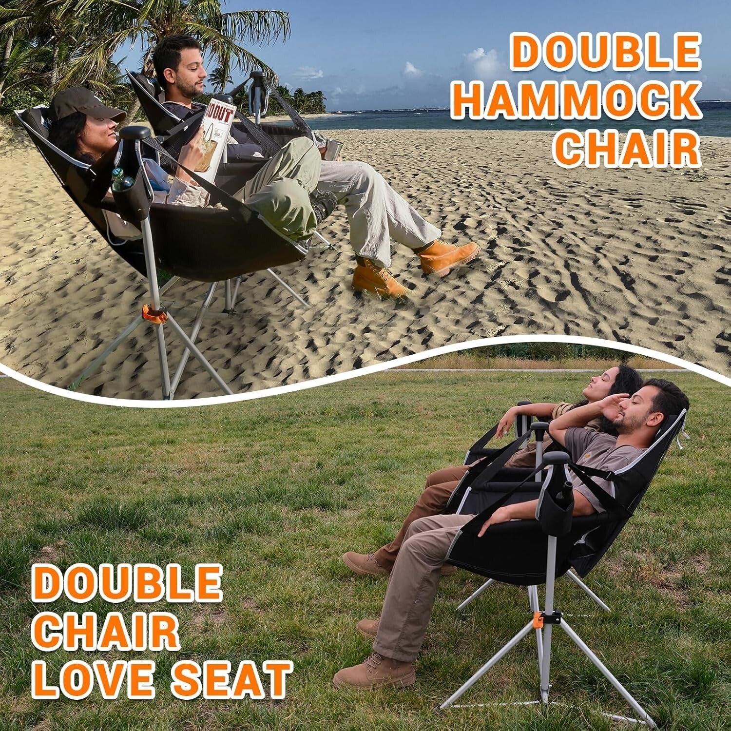 Ergonomic Foldable Hammock Chair with Cup Holder - Ultimate Outdoor Comfort