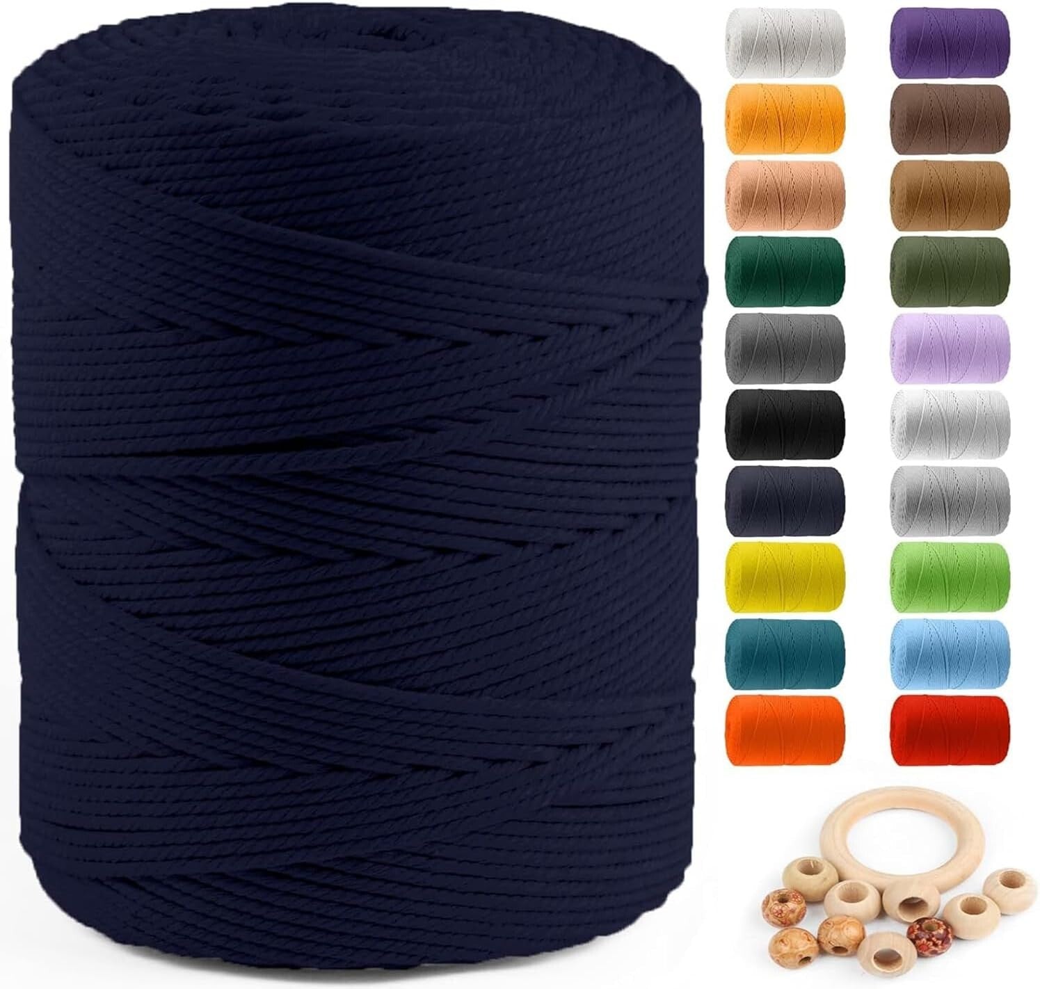 Durable 4mm Navy Macrame Craft Cord - 547yds for Wall Hangings and More