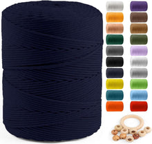 Load image into Gallery viewer, Durable 4mm Navy Macrame Craft Cord - 547yds for Wall Hangings and More