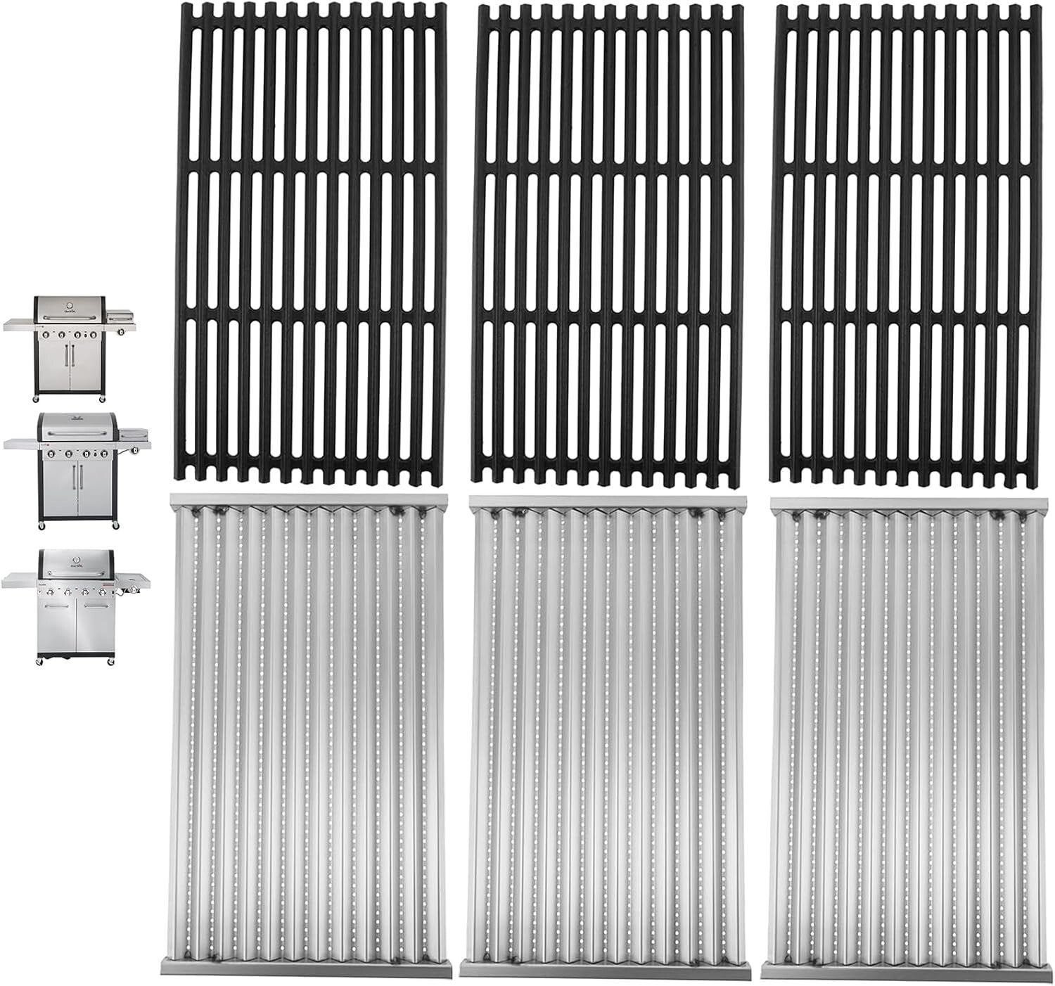 Premium Replacement Emitters and Cast Iron Grates for Charbroil 4-Burner Grills