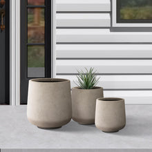 Load image into Gallery viewer, Set of 3 Lightweight Concrete Planters - 15.3" to 8.2" with Rubber Drainage Plug